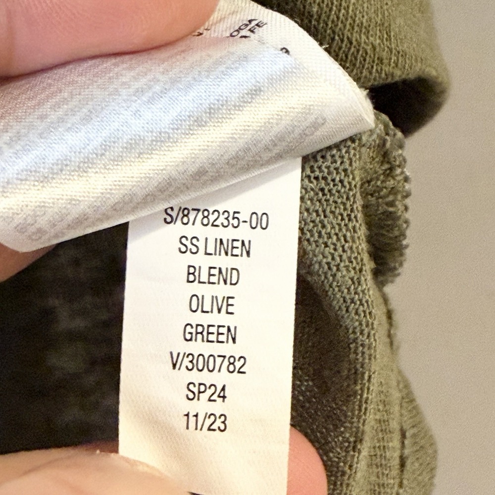 GAP Women's Green Linen Blend V-Neck Cap Sleeve Cropped Polo Shirt Size M - Picture 6 of 6